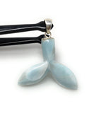 12g Larimar Mermaid Tail Pendant, Sterling Silver Pendant, Bohemian Jewelry, Larimar Whale Tail Pendant