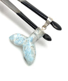 16g Larimar Mermaid Tail Pendant, Sterling Silver Pendant, Bohemian Jewelry, Larimar Whale Tail Pendant