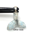 16g Larimar Mermaid Tail Pendant, Sterling Silver Pendant, Bohemian Jewelry, Larimar Whale Tail Pendant