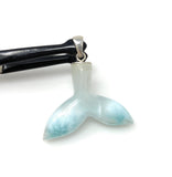 18g Larimar Mermaid Tail Pendant, Sterling Silver Pendant, Bohemian Jewelry, Larimar Whale Tail Pendant