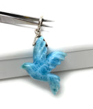 8g Rare Large Larimar Bird Pendant, Silver Bohemian Jewelry, Dominican Republic Larimar Pendant