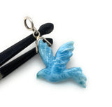 8g Rare Large Larimar Bird Pendant, Silver Bohemian Jewelry, Dominican Republic Larimar Pendant