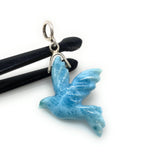 8g Rare Large Larimar Bird Pendant, Silver Bohemian Jewelry, Dominican Republic Larimar Pendant