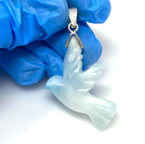 10g Rare Large Larimar Bird Pendant, Silver Bohemian Jewelry, Dominican Republic Larimar Pendant