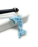 16g Turtleback Larimar Dolphin Pendant, Caribbean Larimar Pendant, Atlantis Stone Bohemian Jewelry, Dominican Republic Larimar Pendant