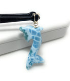 16g Turtleback Larimar Dolphin Pendant, Caribbean Larimar Pendant, Atlantis Stone Bohemian Jewelry, Dominican Republic Larimar Pendant