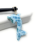 16g Turtleback Larimar Dolphin Pendant, Caribbean Larimar Pendant, Atlantis Stone Bohemian Jewelry, Dominican Republic Larimar Pendant