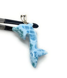 16g Turtleback Larimar Dolphin Pendant, Caribbean Larimar Pendant, Atlantis Stone Bohemian Jewelry, Dominican Republic Larimar Pendant