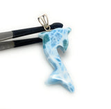 14g Larimar Dolphin Pendant, Larimar Pendant, Bohemian Jewelry, Dominican Republic Larimar Pendant