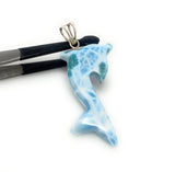 14g Larimar Dolphin Pendant, Larimar Pendant, Bohemian Jewelry, Dominican Republic Larimar Pendant