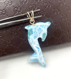 14g Larimar Dolphin Pendant, Larimar Pendant, Bohemian Jewelry, Dominican Republic Larimar Pendant
