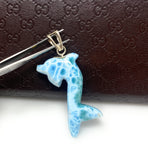 14g Turtleback Larimar Dolphin Pendant, Caribbean Larimar Pendant, Atlantis Stone Bohemian Jewelry, Dominican Republic Larimar Pendant