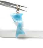 14g Larimar Dolphin Pendant, Reversible Larimar Pendant, Bohemian Jewelry, Dominican Republic Larimar Pendant