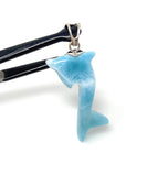 14g Larimar Dolphin Pendant, Reversible Larimar Pendant, Bohemian Jewelry, Dominican Republic Larimar Pendant
