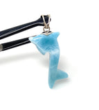 14g Larimar Dolphin Pendant, Reversible Larimar Pendant, Bohemian Jewelry, Dominican Republic Larimar Pendant