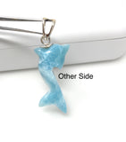 12g Reversible Larimar Dolphin Pendant, Larimar Pendant, Bohemian Jewelry, Dominican Republic Larimar Pendant