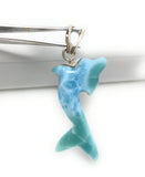 10g Larimar Dolphin Pendant, Reversible Larimar Pendant, Bohemian Jewelry, Dominican Republic Larimar Pendant