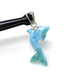 10g Larimar Dolphin Pendant, Reversible Larimar Pendant, Bohemian Jewelry, Dominican Republic Larimar Pendant