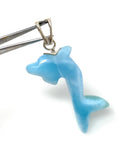 10g Larimar Dolphin Pendant, Reversible Larimar Pendant, Bohemian Jewelry, Dominican Republic Larimar Pendant