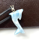 14g Larimar Dolphin Pendant, Light Blue Larimar Pendant, Bohemian Jewelry, Dominican Republic Larimar Pendant