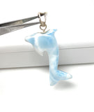 14g Larimar Dolphin Pendant, Light Blue Larimar Pendant, Bohemian Jewelry, Dominican Republic Larimar Pendant