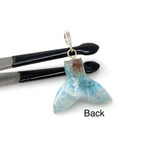 6g Larimar Mermaid Tail Pendant, Sterling Silver Pave Diamond Pendant, Bohemian Jewelry, Larimar Whale Tail Pendant