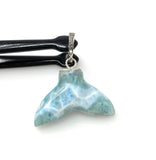 10g Larimar Mermaid Tail Pendant, Sterling Silver Pave Diamond Pendant, Bohemian Jewelry, Larimar Whale Tail Pendant