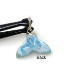 10g Larimar Mermaid Tail Pendant, Sterling Silver Pave Diamond Pendant, Bohemian Jewelry, Larimar Whale Tail Pendant
