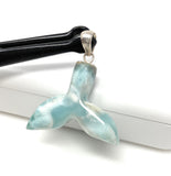 14g Larimar Mermaid Tail Pendant, Sterling Silver Pendant, Bohemian Jewelry, Larimar Whale Tail Pendant