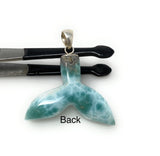 14g Larimar Mermaid Tail Pendant, Sterling Silver Pendant, Bohemian Jewelry, Larimar Whale Tail Pendant