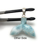 14g Larimar Mermaid Tail Pendant, Sterling Silver Pendant, Bohemian Jewelry, Larimar Whale Tail Pendant