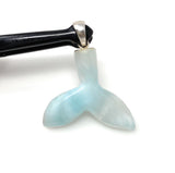 14g Larimar Mermaid Tail Pendant, Sterling Silver Pendant, Bohemian Jewelry, Larimar Whale Tail Pendant