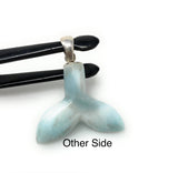 10g Larimar Mermaid Tail Pendant, Sterling Silver Pendant, Bohemian Jewelry, Larimar Whale Tail Pendant