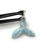 12g Larimar Mermaid Tail Pendant, Sterling Silver Pendant, Bohemian Jewelry, Larimar Whale Tail Pendant