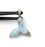 10g Larimar Mermaid Tail Pendant, Sterling Silver Pendant, Bohemian Jewelry, Larimar Whale Tail Pendant
