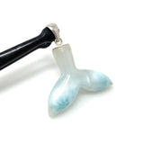18g Larimar Mermaid Tail Pendant, Sterling Silver Pendant, Bohemian Jewelry, Larimar Whale Tail Pendant