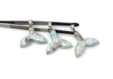 Set of 3Pcs Larimar Mermaid Tail Pendants, Sterling Silver Pendant, Bohemian Jewelry, Larimar Whale Tail Pendant