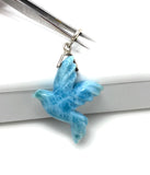 8g Rare Large Larimar Bird Pendant, Silver Bohemian Jewelry, Dominican Republic Larimar Pendant