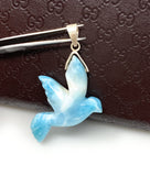 16g Rare Large Larimar Bird Pendant, Silver Bohemian Jewelry, Dominican Republic Larimar Pendant