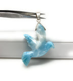 16g Rare Large Larimar Bird Pendant, Silver Bohemian Jewelry, Dominican Republic Larimar Pendant