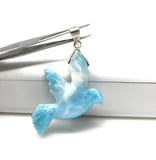 16g Rare Large Larimar Bird Pendant, Silver Bohemian Jewelry, Dominican Republic Larimar Pendant