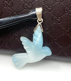 10g Rare Large Larimar Bird Pendant, Silver Bohemian Jewelry, Dominican Republic Larimar Pendant