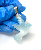 10g Rare Large Larimar Bird Pendant, Silver Bohemian Jewelry, Dominican Republic Larimar Pendant