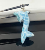 16g Turtleback Larimar Dolphin Pendant, Caribbean Larimar Pendant, Atlantis Stone Bohemian Jewelry, Dominican Republic Larimar Pendant