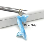 14g Turtleback Larimar Dolphin Pendant, Caribbean Larimar Pendant, Atlantis Stone Bohemian Jewelry, Dominican Republic Larimar Pendant