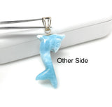 14g Larimar Dolphin Pendant, Reversible Larimar Pendant, Bohemian Jewelry, Dominican Republic Larimar Pendant