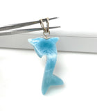 14g Larimar Dolphin Pendant, Reversible Larimar Pendant, Bohemian Jewelry, Dominican Republic Larimar Pendant