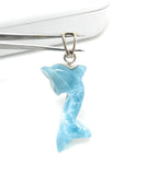 12g Reversible Larimar Dolphin Pendant, Larimar Pendant, Bohemian Jewelry, Dominican Republic Larimar Pendant