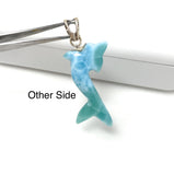 10g Larimar Dolphin Pendant, Reversible Larimar Pendant, Bohemian Jewelry, Dominican Republic Larimar Pendant
