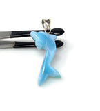 10g Larimar Dolphin Pendant, Reversible Larimar Pendant, Bohemian Jewelry, Dominican Republic Larimar Pendant